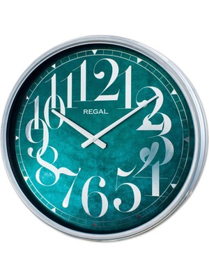 Regal Dans Eden Rakamlı Metal Duvar Saati - Parlak Krom Turkuaz Modern Büyük Boy
