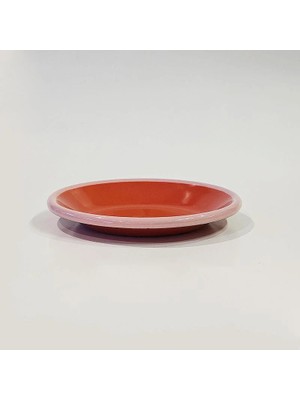 Emayra Emaye Tabak 12 cm Koyu Somon Kordon Pembe