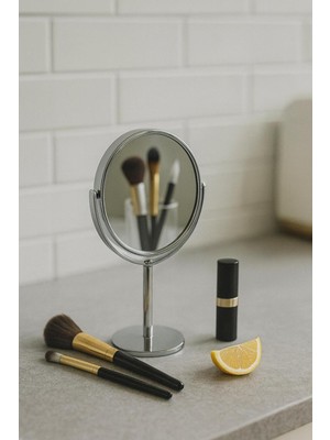 Özgürce Büyüteçli Paslanmaz Çelik Makyaj Aynası, Kompakt ve Şık Tasarım