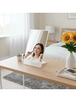 Özgürce Şeffaf Beyaz Pleksi Dekoratif Taşınabilir Makyaj Aynası