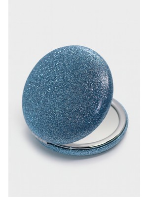 Özgürce Renkli Simli Çift Taraflı Yuvarlak Cep Makyaj Aynası