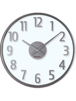 Regal Opal Gümüş Metalik Rakamlı Duvar Saati 37.5 cm - Krom Çerçeveli Şeffaf Minimalist Saat