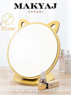 Özgürce Ayarlanabilir 14 cm Oval Ahşap Makyaj Aynası, Cilt Bakımı ve Güzellik Için