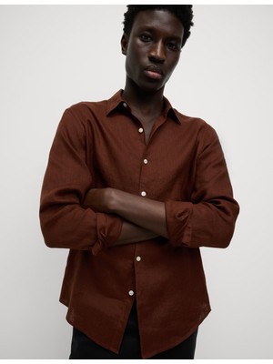 Marks & Spencer Regular Fit Saf Keten Gömlek