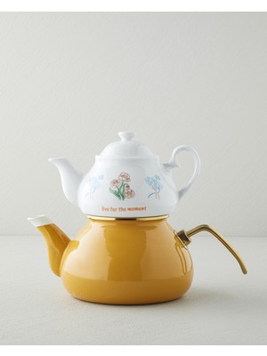 English Home Linea Porselen Emaye Çaydanlık 0,85 + 2,2 L Hardal