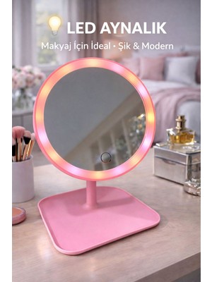 Özgürce LED Işıklı Makup Aynası, USB Şarjlı, 3 Mod ile Kullanım Keyfi