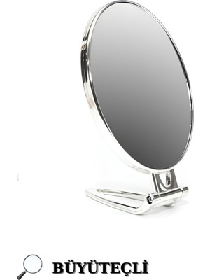 Özgürce Çift Taraflı Oval Makyaj Aynası, Katlanabilir Metal Standlı, Pratik ve Şık