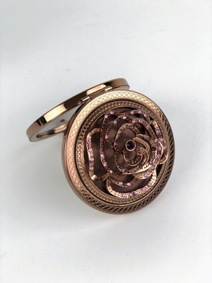 Özgürce Kişiye Özel Kapaklı ve Taşlı Cep Makyaj Aynası, Taşınabilir ve Şık Tasarım