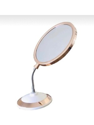 Özgürce Yuvarlak Gold Renkli Esnek Çift Taraflı Ayaklı Büyüteçli Makyaj Aynası