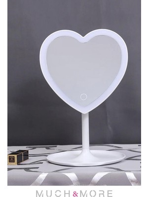 Özgürce Dokunmatik LED Makyaj Aynası, Masa Üstü Işıklı Kalp Tasarımı