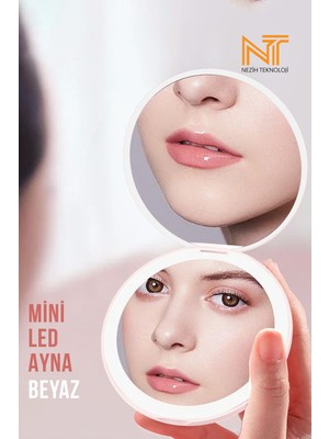 Özgürce Şarjlı Mini LED Işıklı Yuvarlak Makyaj Aynası, Çanta Boyu ve Ergonomik Tasarım