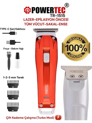 Powertec TR-1515 Lazer-Epilasyon Öncesi Tüm Vücut Tıraş Makinesi Sakal-Ense-Vücut