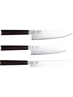 SHC4200 Zaika 3'lü Set Şef Bıçakları - Gyutou, Eğri Santoku, Ekmek Bıçağı