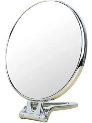 Özgürce Oval Çift Taraflı Büyüteçli Masa Aynası, Katlanabilir, Gri Metalik, 16X13CM