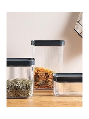 SHC4200 English Boston Plastik 3’lü Dikdörtgen Erzak Kabi 700 + 1500 + 2000 ml Antrasit