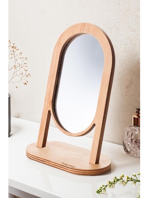 Özgürce Şık Ahşap Oval Ayaklı Dekoratif Makyaj Aynası