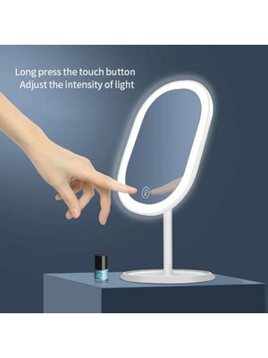 Özgürce Oval Ayarlı Dokunmatik Işıklı Makyaj Aynası, Parlak ve Şık Tasarım