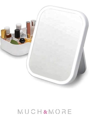 Özgürce Dokunmatik LED Işıklı Masa Üstü Makyaj Aynası, Pilli, Parlak ve Kullanışlı