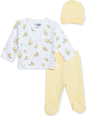 Hellobaby Kız Bebek Zıbın-Şapka-Alt Hayvan Baskılı Çıtçıtlı Bisiklet Yaka Uzun Kol Patiksiz