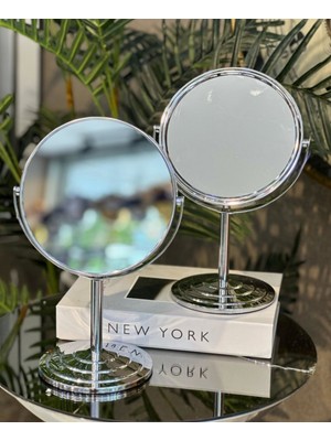 Özgürce Şık Metal Yuvarlak Ayna, Gümüş Renk, Modern Dekoratif Parlak Tasarım