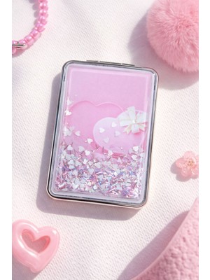 Özgürce Iki Taraflı Simli Kozmetik Çanta ve Cep Aynası, Büyüteçli, Şık ve Kullanışlı