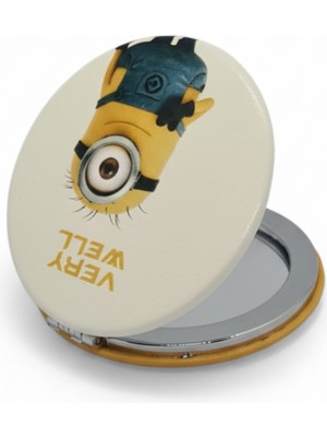 Özgürce Minion Baskılı Taşınabilir Yuvarlak Cep Makyaj Aynası, Şık ve Pratik