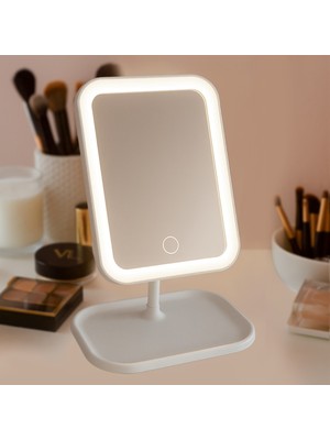 Özgürce Dikdörtgen LED Işıklı Dokunmatik Makyaj Aynası, Şarjlı ve 3 Işık Modu