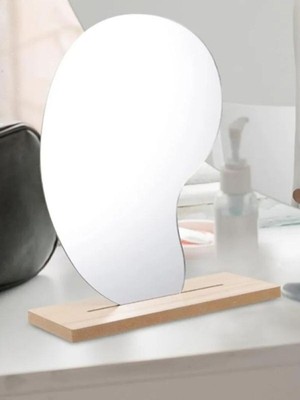 Özgürce Şık Asimetrik Makyaj Aynası, Ahşap Masa Dekoru, Modern Tasarım