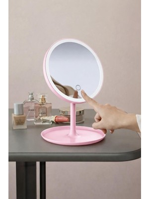 Özgürce LED Işıklı Dokunmatik Ayarlanabilir Pembe Makyaj Aynası