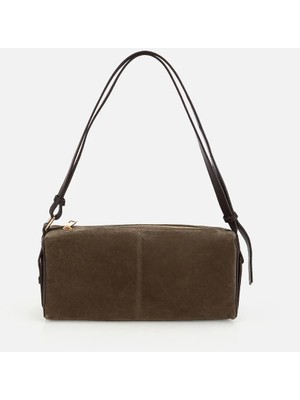 Hotiç Kadın Süet Deri Haki Bowling Omuz Çantası