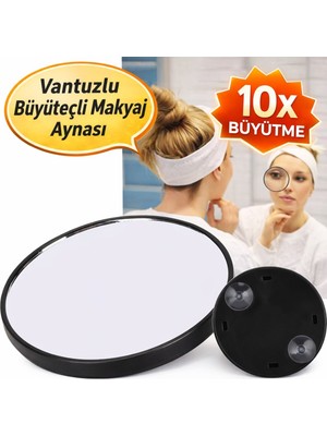 Özgürce Büyüteçli Yuvarlak Makyaj Aynası Vantuzlu, Siyah Nokta Temizleme