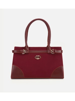 Hotiç Kadın Süet Bordo Kemer Detaylı Omuz Çantası