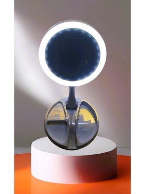 Özgürce Katlanabilir LED Işıklı USB Yuvarlak Masaüstü Makyaj Aynası