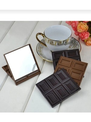 Özgürce Katlanabilir Mini Makyaj Aynası Çikolata Şekilli Kahverengi