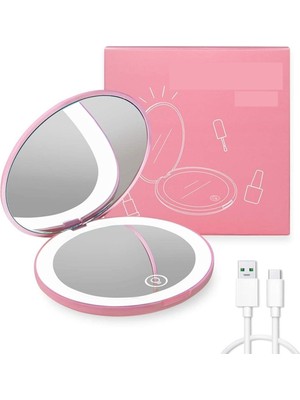 Özgürce Taşınabilir Mini LED Makyaj Aynası, Işıklı Yuvarlak Güzellik Ayna