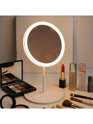 Özgürce Yuvarlak LED Işıklı Dokunmatik Makyaj Aynası, Şarjlı, 3 Işık Modu