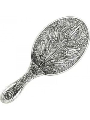 Özgürce El Ayna, Gümüş, Lale Motifli, Zarif ve Şık Dekoratif Aksesuar