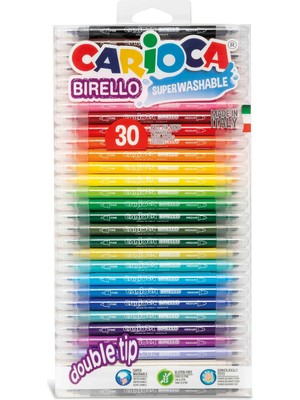 Carioca Birello 30'lu Süper Yıkanabilir Çift Taraflı Keçeli Boya Kalemi Renkli ve Eğlenceli