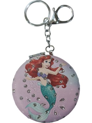 Özgürce Deniz Kızı Desenli Katlanır Mini Makyaj Aynası, Anahtarlık Tasarımı