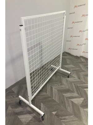 Modern Raf Profil Ayaklı Orta Reyon Tel Raf Stand Beyaz