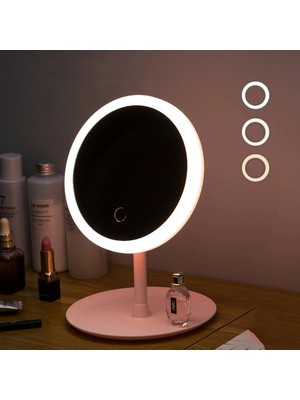Özgürce LED Işıklı Yuvarlak Dokunmatik Makyaj Aynası, 3 Mod, Şık ve Kullanışlı