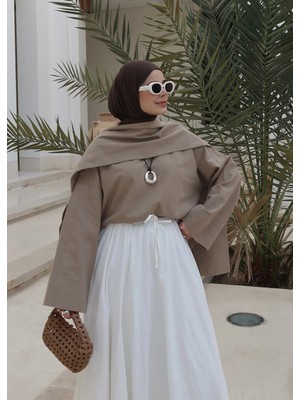 Moda Aksa 5471 Seyyar Şallı Keten Üst( Vizon )