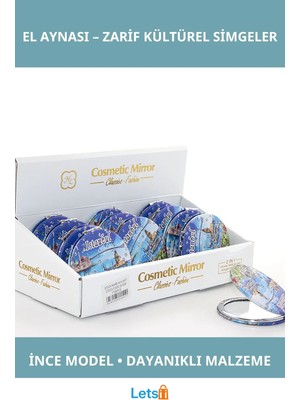 Özgürce Şık Taşlı Istanbul Tasarımı Ince El Aynası, Zarif ve Şık Tasarım