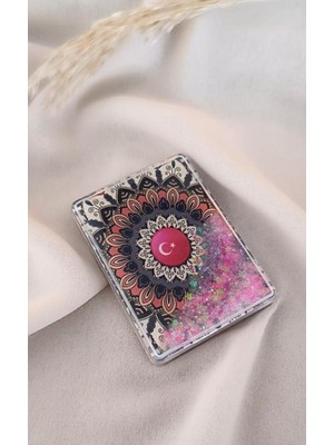 Özgürce Türk Bayrağı Temalı Taşınabilir Sulu Makyaj Aynası, Cep ve Seyahat Aksesuarı