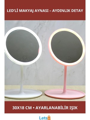 Özgürce Enerji Tasarruflu Yuvarlak Ledli Makyaj Aynası 30X18 Cm, Şık ve Kullanışlı