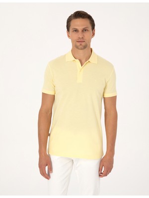 Pierre Cardin Erkek Açık Sarı Slim Fit Basic Tişört 50325323-VR004