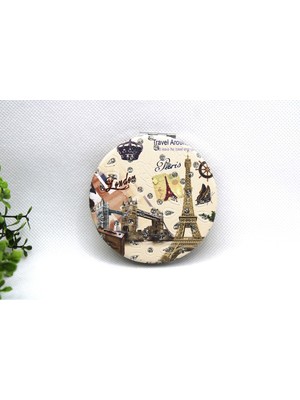 Özgürce Yuvarlak Taş Işlemeli Cep Aynası, Şık ve Pratik Çanta Aksesuarı