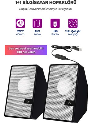 Sprange 2’li Tak Çalıştır USB Bilgisayar Hoparlörü – Güçlü Ses, Kompakt Tasarım, Ev-Ofis Kullanıma Uygun