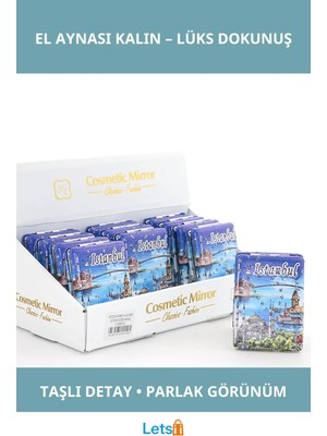 Özgürce El Aynası, Istanbul Temalı, Taşlı ve Kalın Dayanıklı Tasarım