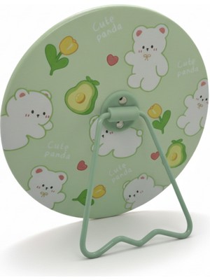 Özgürce Sevimli Tavşan Desenli Yuvarlak Taşınabilir Makyaj Aynası